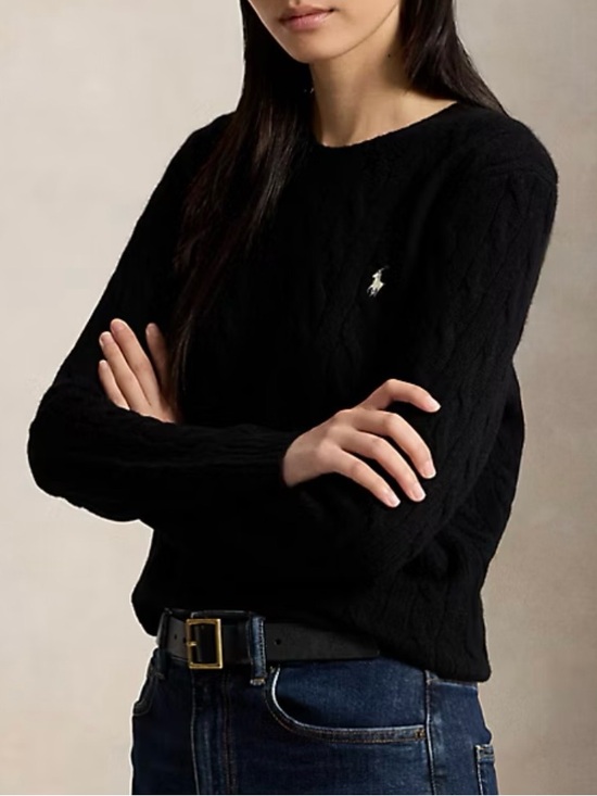Ralph Lauren Sweaters - Ralph Lauren Black Cable Crewneck Sweater with Polo Pony